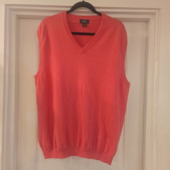 Supima Cotton Brooks Brothers Mens V-Neck Lightweight Sweater Vest Pink XL - Picture 3 of 8